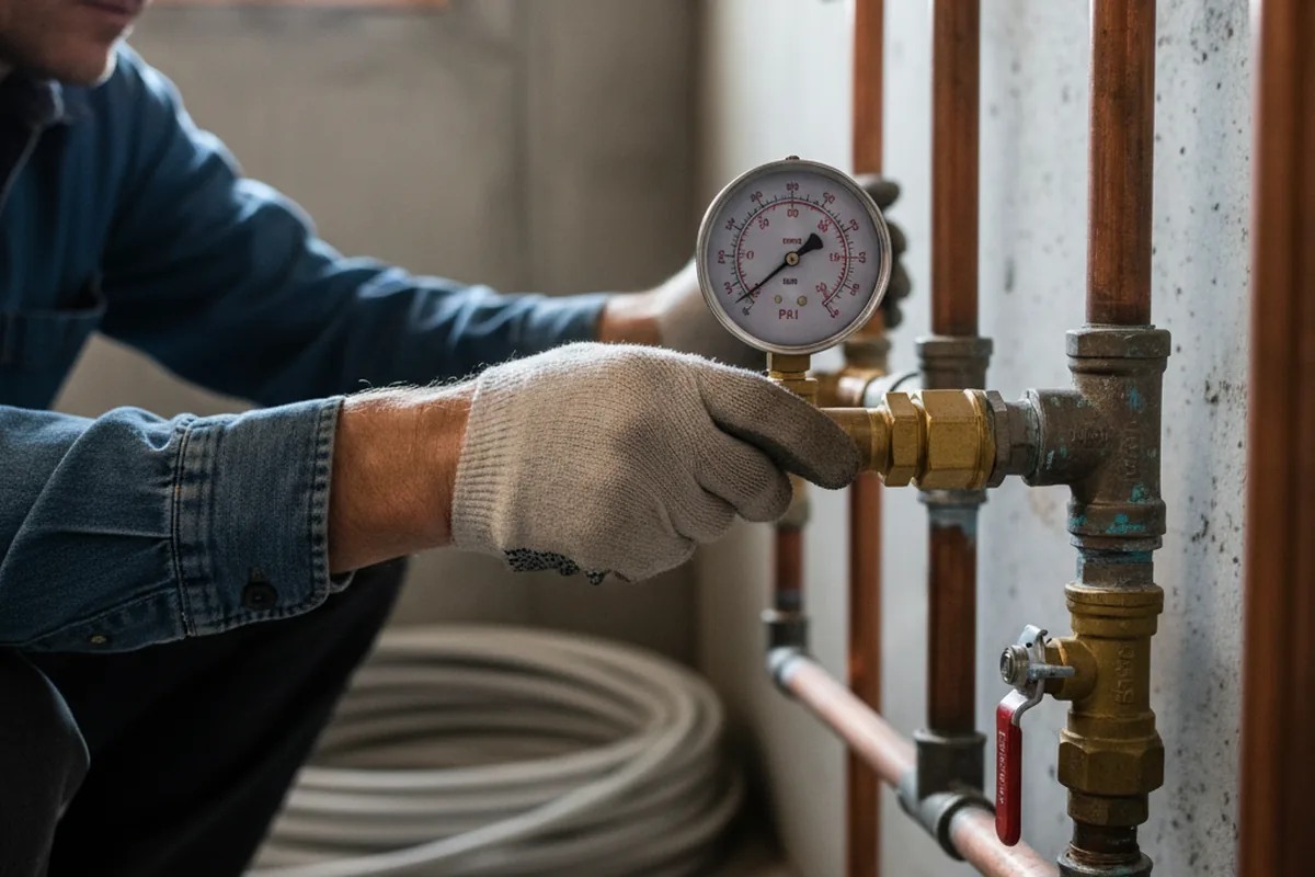 Pressure testing a repaired line during Water Line Repair in Johnson